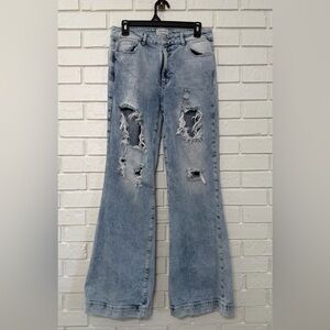 UNIQ by LITZ Distressed Straight Leg Jeans | Size 30x11 | Light Wash